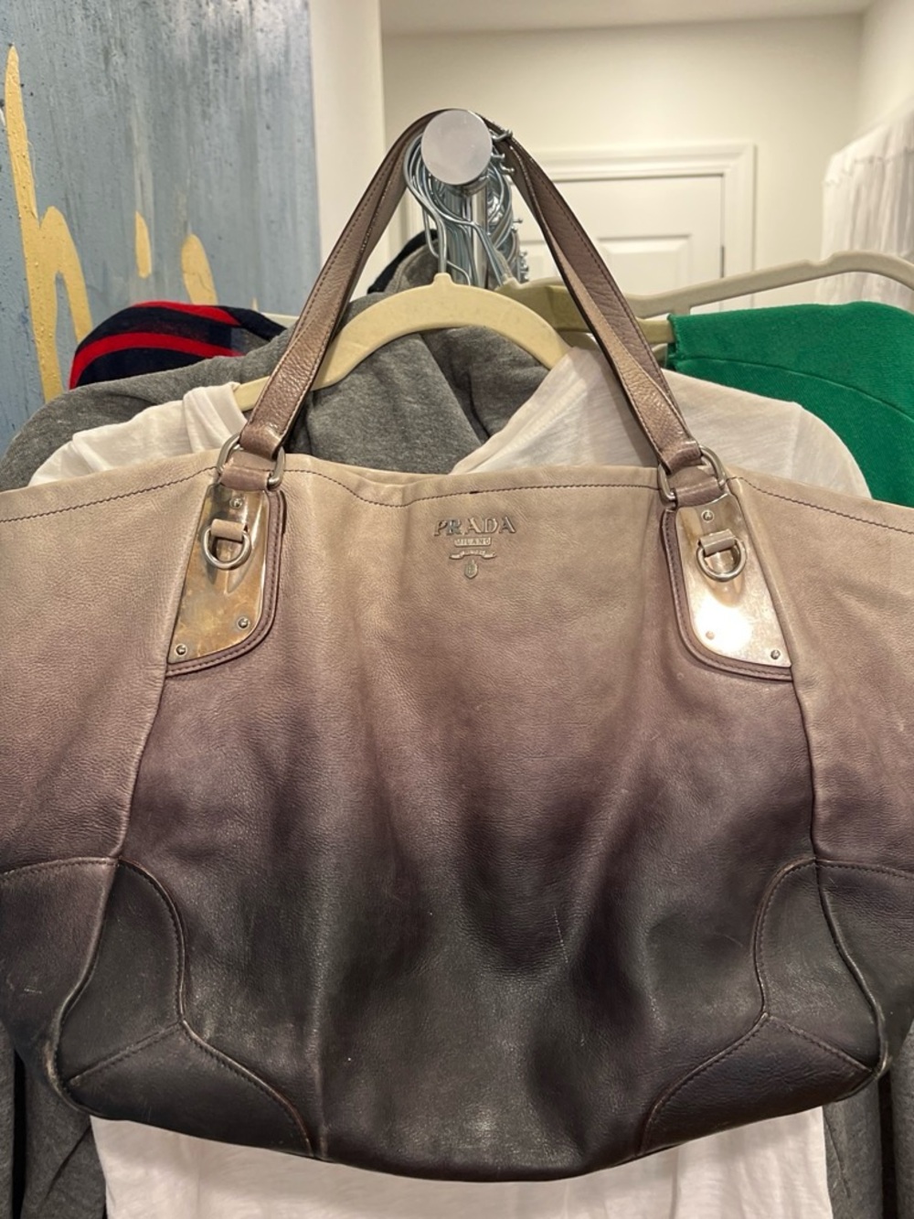 Vintage y2k Prada ombre Leather Tote Bag - Picture 3 of 5